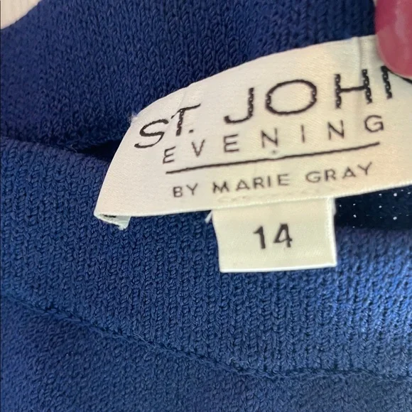 NWOT St John Evening Jacket and Maxi Skirt Set, Royal Blue w/Sequins, Size 14 - Picture 9 of 10